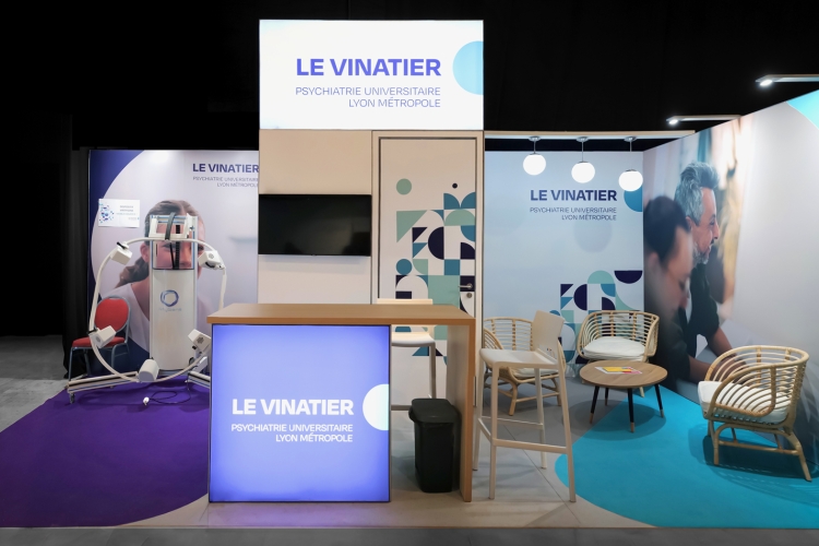 Stand Le Vinatier conçu à l'occasion du Congrès Français de la Psychiatrie 2023