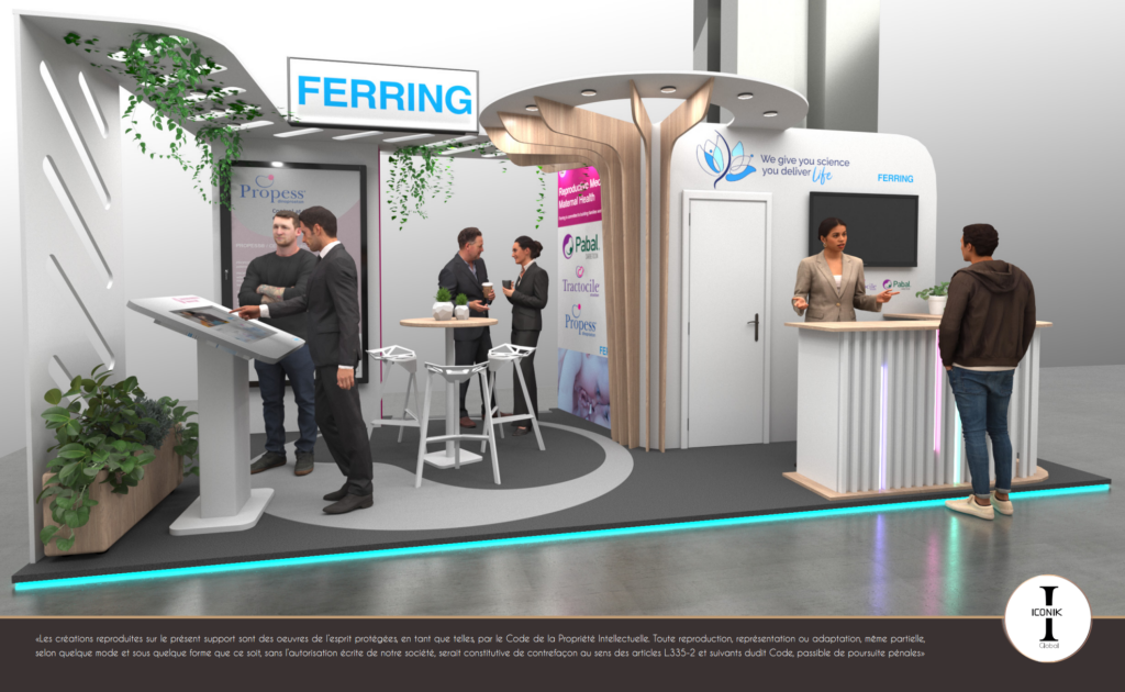 Stand menuisé Ferring réalisé pour le salon FIGO 2023 à Tours