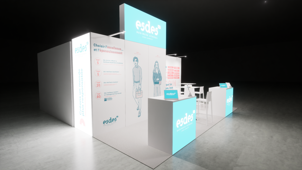 Stand modulaire conçu et réalisé pour les salon des GRANDES ECOLES LYON 2023