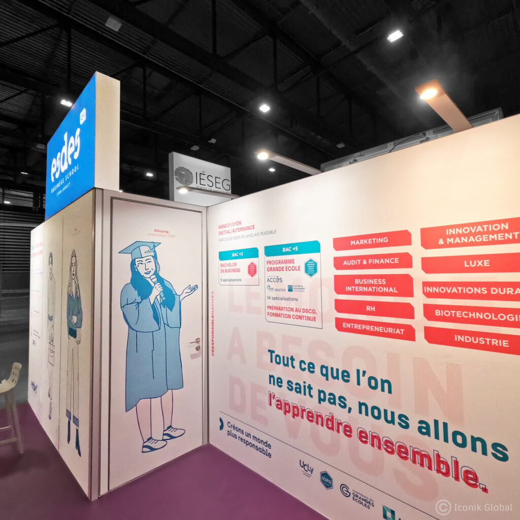 Stand modulaire conçu et réalisé pour les salon des GRANDES ECOLES LYON 2023