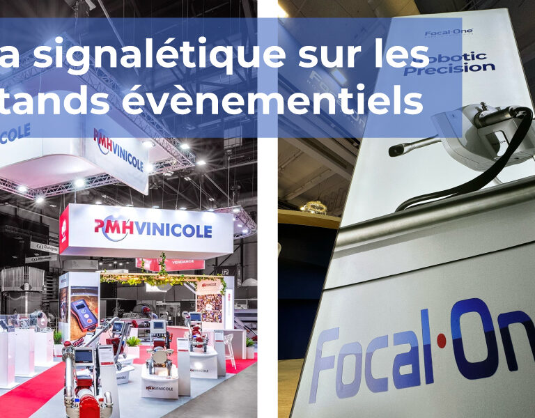 Visuel article sur la signalétique sur les stands evenementiels