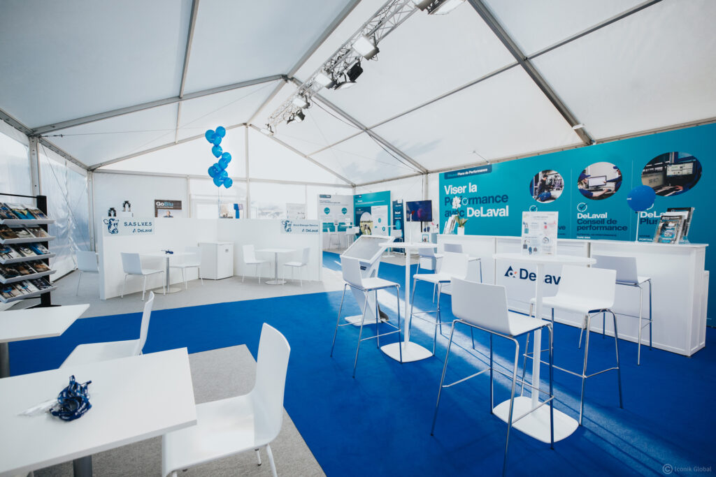 Stand extérieur type tente pour Delaval lors du Space 2024 à Rennes