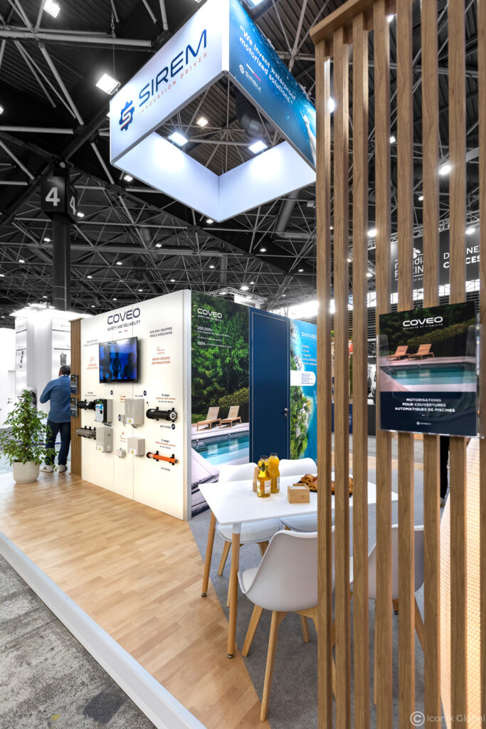 Stand modulaire conçu lors de du salon Piscine Global 2024 à Lyon