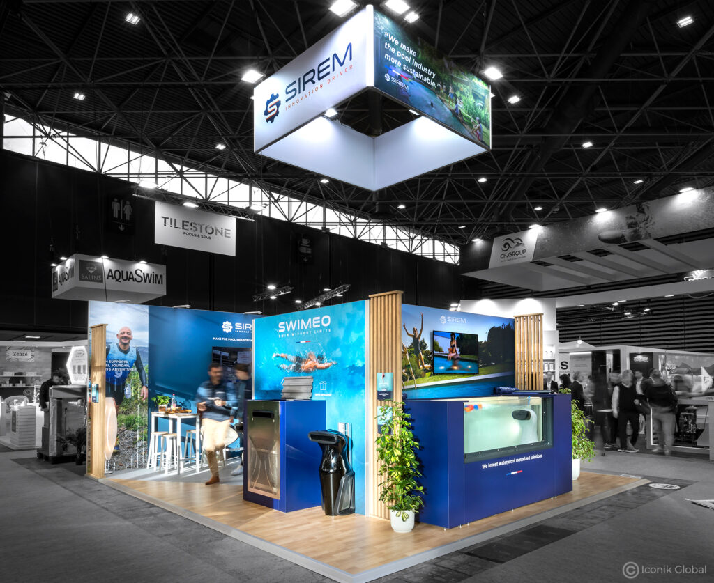 Stand modulaire conçu lors de du salon Piscine Global 2024 à Lyon