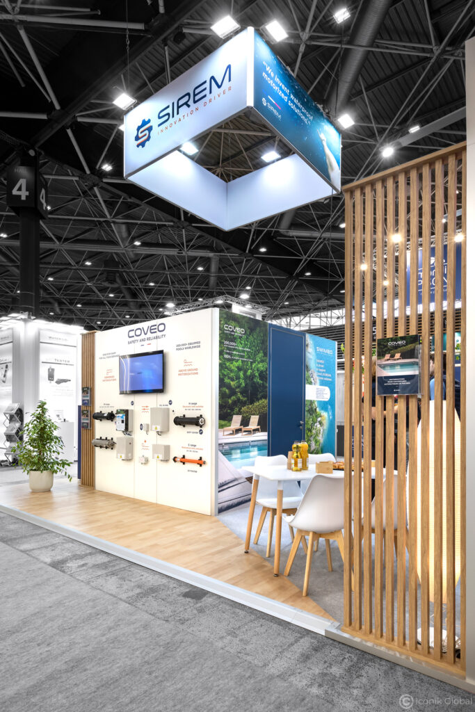 Stand modulaire conçu lors de du salon Piscine Global 2024 à Lyon